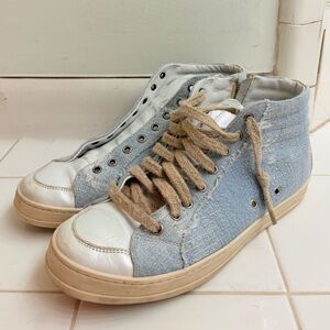 P448 Blue and White High-Top Sneakers